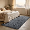 thumbnail image 3 of Shag Runner Rug for Bedroom Living Room 3x7 Upgrade Non-Slip Fluffy Soft Bedside Rugs,Grey Shaggy Gray Carpet for Kids Girls Boys Dorm Nursery Home Decor Aesthetic, 3 of 17