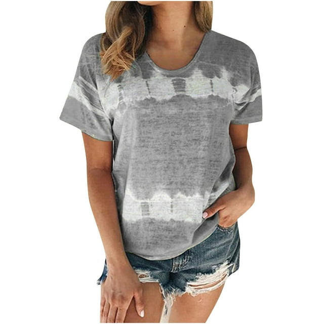 Tops Para Mujer Elegante Casual Tallas Grandes Blusas Camisas Estampado de Moda Camiseta de Manga Corta Cuello Redondo Odeerbi ODB154830