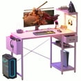 thumbnail image 3 of Eunon 44 inch Gaming Computer Desk with LED Lights, Reversible 4 Tier Storage Shelves & Drawer,Pink, 3 of 11