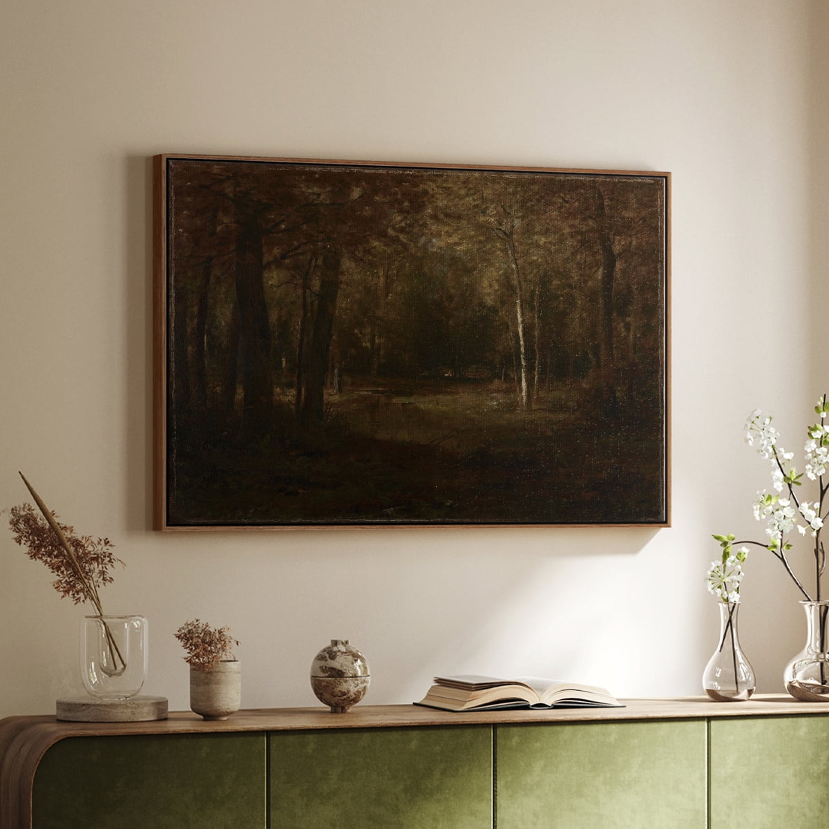 Vintage Landscape-CCCXVII By Wexford Home Framed in Walnut Wood Gallery Wrapped Canvas 27 in. x 41 in.