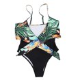thumbnail image 2 of Traje de baño de una pieza Cintura alta Fortalecer costuras Mostrar curvas encantadoras Traje de baño de playa para niñas Mujeres Patrón floral M, 2 of 10
