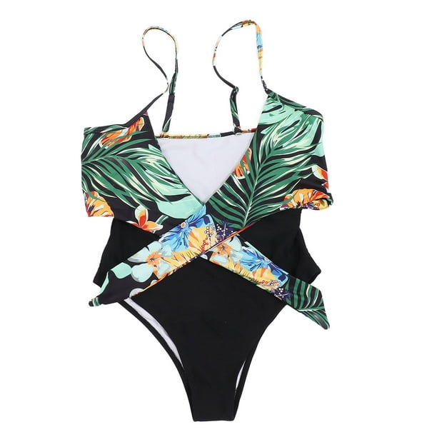 One Piece Swimsuit High Waist Strengthen Stitching Show Charming Curves Beach Bathing Suit for Girls Women Floral Pattern S Walmart