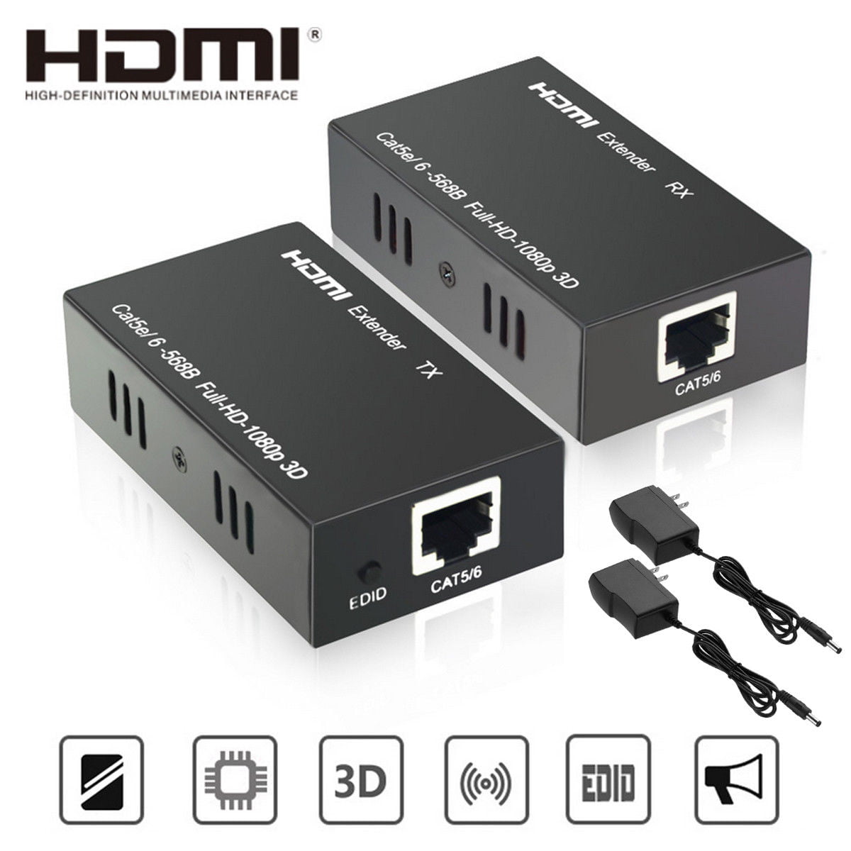 HDMI to RJ  LAN Extender Over Cat5E Cat6 RJ45 3D up to 200Ft Full HD 1080P 60m S 