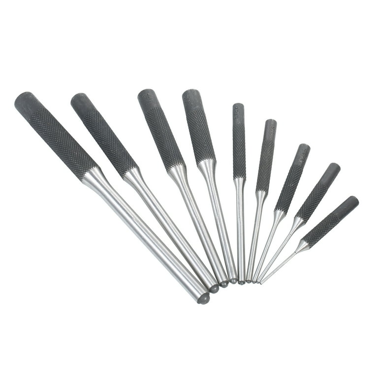 Carevas 9 Pieces Roll Pin Punch Set Steel Punches Hand Pin