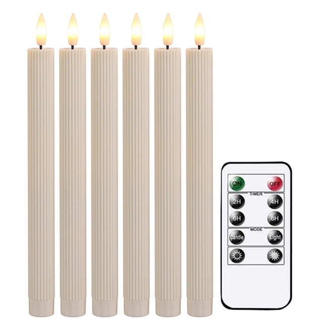 Velas LED Intermitentes Pilar Eléctricas Parpadeantes Sincronización 6 Uds.