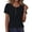 *Black, variant on ClodeEU Women's Round Neck Short Sleeve Pleated T-Shirt,Casual Solid Color Tee Top for Summer Black,Women's Plus L