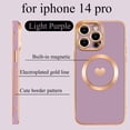 thumbnail image 2 of Magnetic Case for iPhone 14 Pro Case for Women Men [ Compatible with MagSafe ], Cute Love Heart Soft Back Cover Raised Full Camera Lens Protection Phone Case (6.1") - Light Purple, 2 of 12