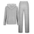 thumbnail image 6 of VBTAPA Womens Ribbed Knit 2 Piece Set Fall Casual Sweatsuits Zip Up Hoodies and Drawstring Long Pants Track Suit Sets Gray S, 6 of 8