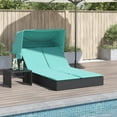 thumbnail image 1 of vidaXL Double Sun Lounger with Canopy and Cushions Black Poly Rattan, 1 of 5