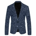 thumbnail image 2 of Puntoco Mens fine glitter Blazer Sports Coat Casual Slim Fit Checkered Blazer for Men Wedding Coats for Men Black 4(S), 2 of 3