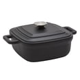 thumbnail image 4 of Smith & Clark Ironworks 4 Quart Enameled Cast Iron Square Dutch Oven Pot with Lid, Matte Black, 4 of 6