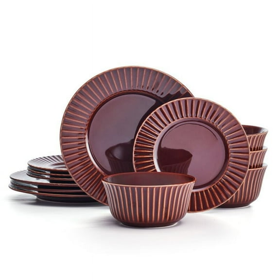 Pfaltzgraff Dannie 12 Piece Stoneware Dinnerware Set Red