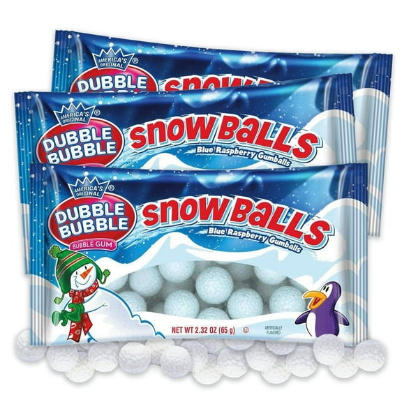Dubble Bubble Snowballs - Holiday Gumballs (Pack of 3, 2.32 oz each)