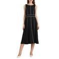 thumbnail image 1 of INSPIRE CHIC Vestido sin mangas A-Line con contraste para trabajar, vestido de cóctel ajustado y acampanado 2XL Negro, 1 of 5