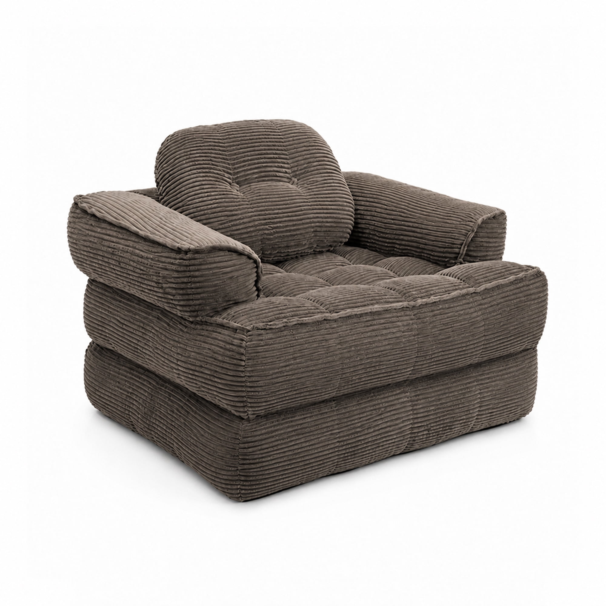 Folding Sofa Bed 66.9 Inch with Corduroy Fabric and Armrest, Convertible Sleeper Sofa and 2-in-1 Portable Bed with Pillows for Living Room, Coffee