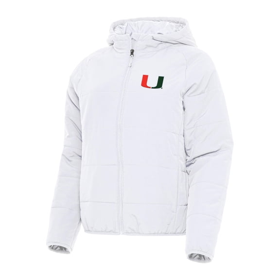 Women's Antigua White Miami Hurricanes Universe Full-Zip Puffer Jacket