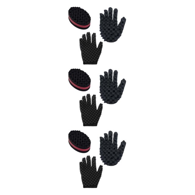 Minnieouse Hair Sponge Gloves Kit 2Pcs Gloves 1PC Sponge for Hair Twist Locks Type1 NO1