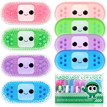 Kids Ice Pack Hot or Cold Pack Gel Cooling Pad Reusable for Injuries Medical Health Swelling and Pain Relief Tired Eyes Child Injury Headache Sinus Relief (Set of 8)