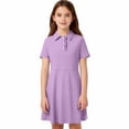 thumbnail image 6 of Xaqiouau Girls Collared Dress Short Sleeve Button Front A Line Summer Dresses With Pockets Casual Tennis Golf School Uniform Style, 6 of 9