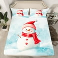 thumbnail image 2 of jejeloiu Kawaii Snowmen Queen Sheet Sets,Merry Christmas Flat Sheet,White Red Queen Fitted Sheet For Girl Boy,Breathable Room Decorative,4pcs, 2 of 7