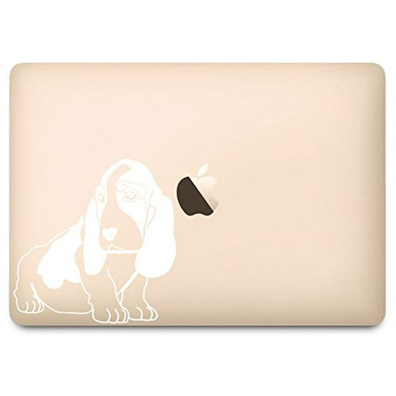 White Basset Hound Decal for 12" Macbook