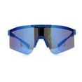 thumbnail image 4 of Xloop Boys Child Size MTB Shield Color Mirror Rimless Plastic Sport Sunglasses [Blue - Blue Mirror], 4 of 7