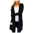 thumbnail image 2 of Cardigan Sweaters Women Trendy Women Open Front Long Sleeve Pure Color Hooded Knit Sweater With Double Pockets Cardigan Sweaters Black XXL, 2 of 7