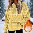 thumbnail image 2 of SwiftWear Women's Drop-Shoulder Striped Fleece Hoodie Oversized Casual Pullover Soft Fluffy Loungewear with Front Pocket Yellow, 2 of 5