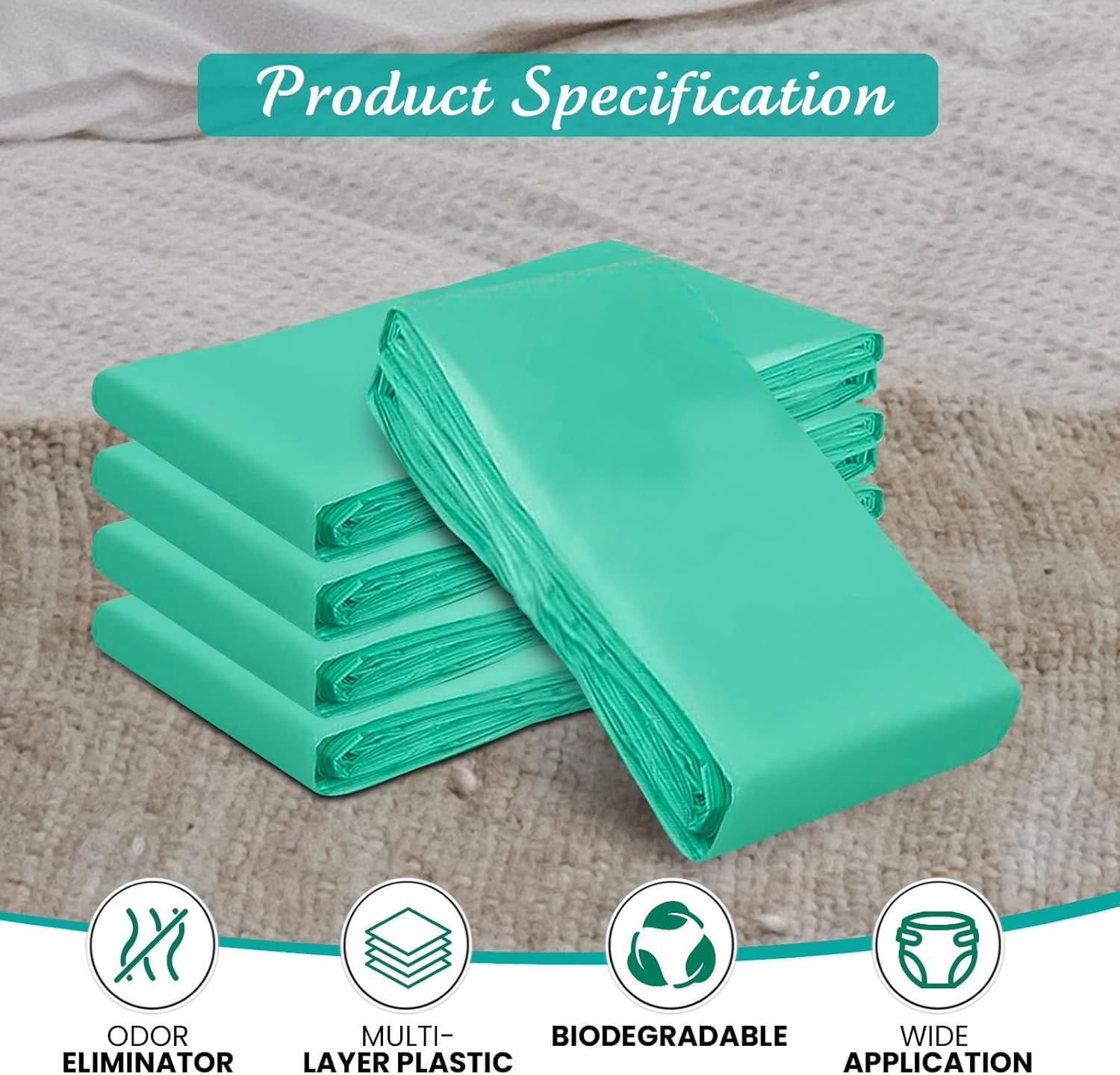 4+1 Pack Refill Bags for DEKOR CLASSIC Diaper Pails | 30% Thicker & Stronger | Fresh Powder Scent | Odor Control | Holds up to 2,475 Diapers | Durable, Leak-Proof, Easy to Use