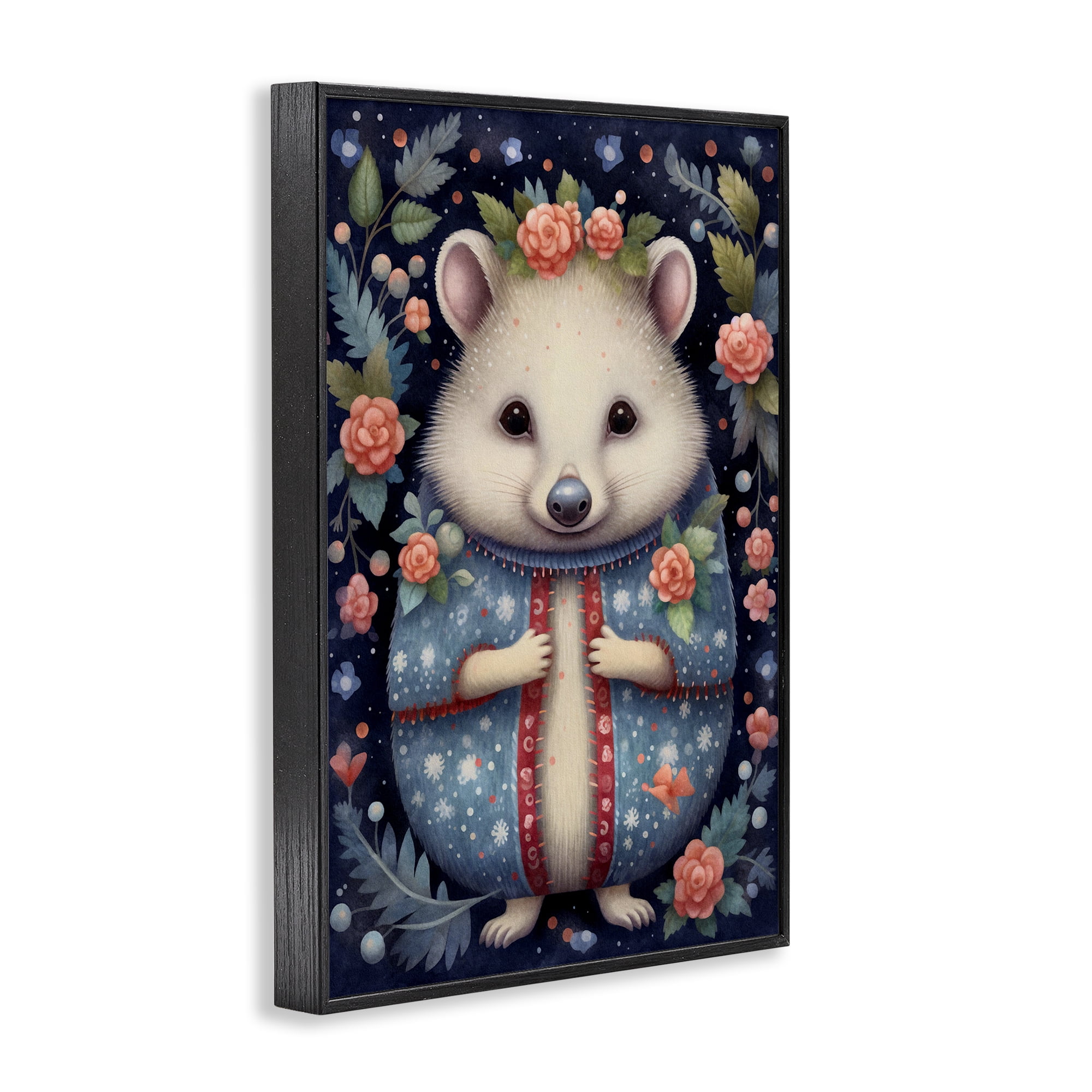 Stupell Industries Woodland Pattern Hedgehog Animals & Insects Painting Black Framed Art Print Wall Art, 12 x 18
