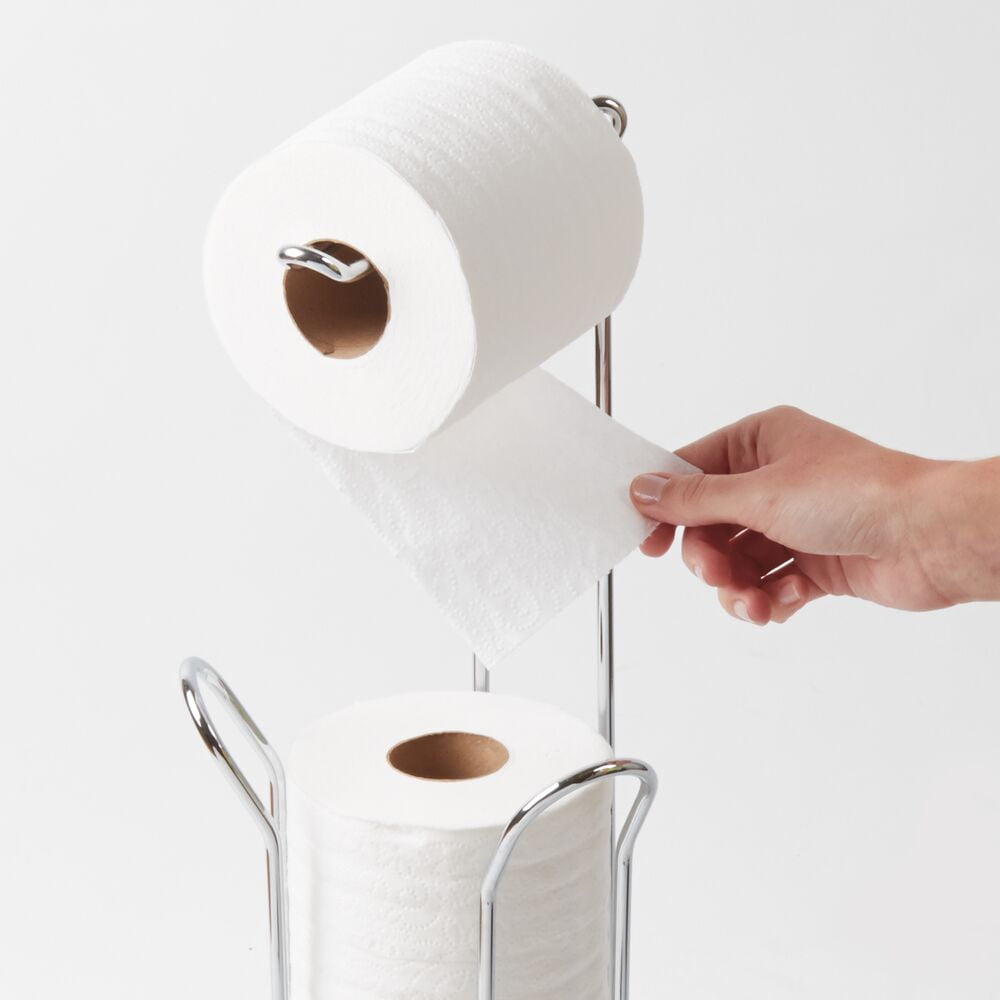 iDesign Classico Toilet Paper Roll Holder with Stand, Chrome