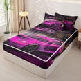 thumbnail image 2 of Homewish Pink Fast Car Zipper Twin Comforter Sets with Fitted Sheet and 2 Pillowcases,Car Theme Zipper Bedding Set for Teens,4-Piece,Black Reversible, 2 of 6