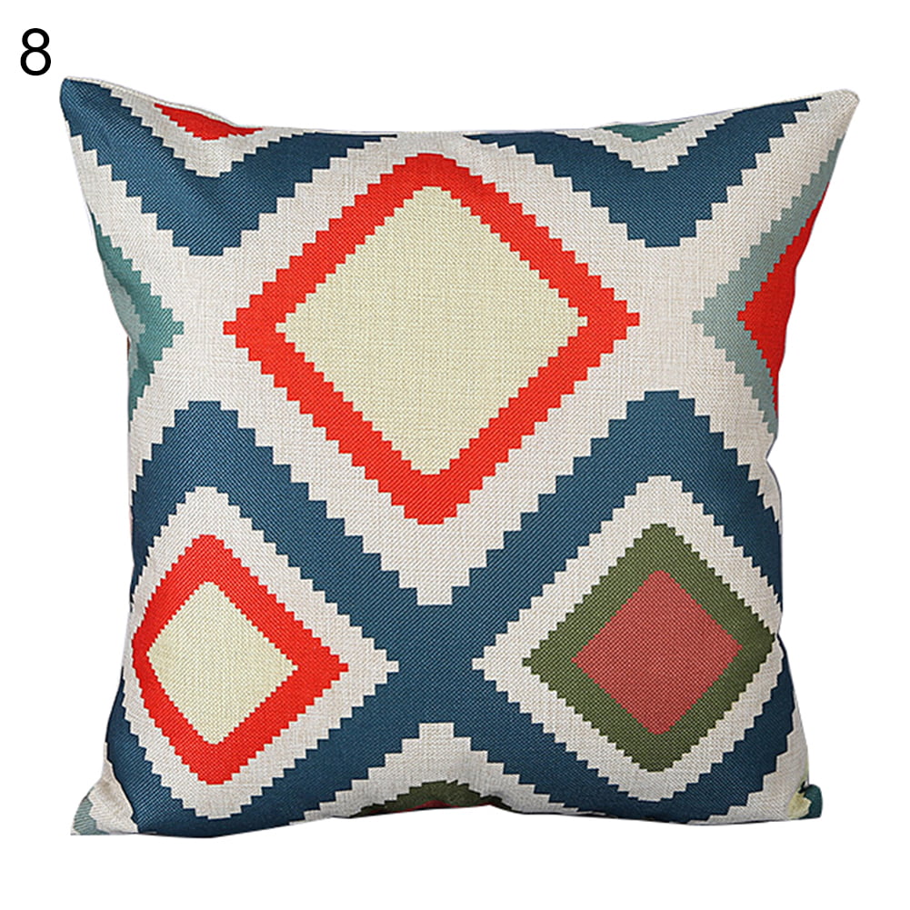 Fashion Red Geometry Print Sofa Cushion Cover Throw Pillow Case Home Decor 