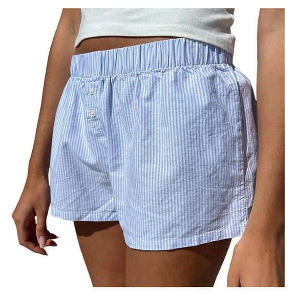 WAYUTE Womens Shorts Shorts Cute Soft Plaid Print Button Front Pajama Bottoms Shorts Sleepwear