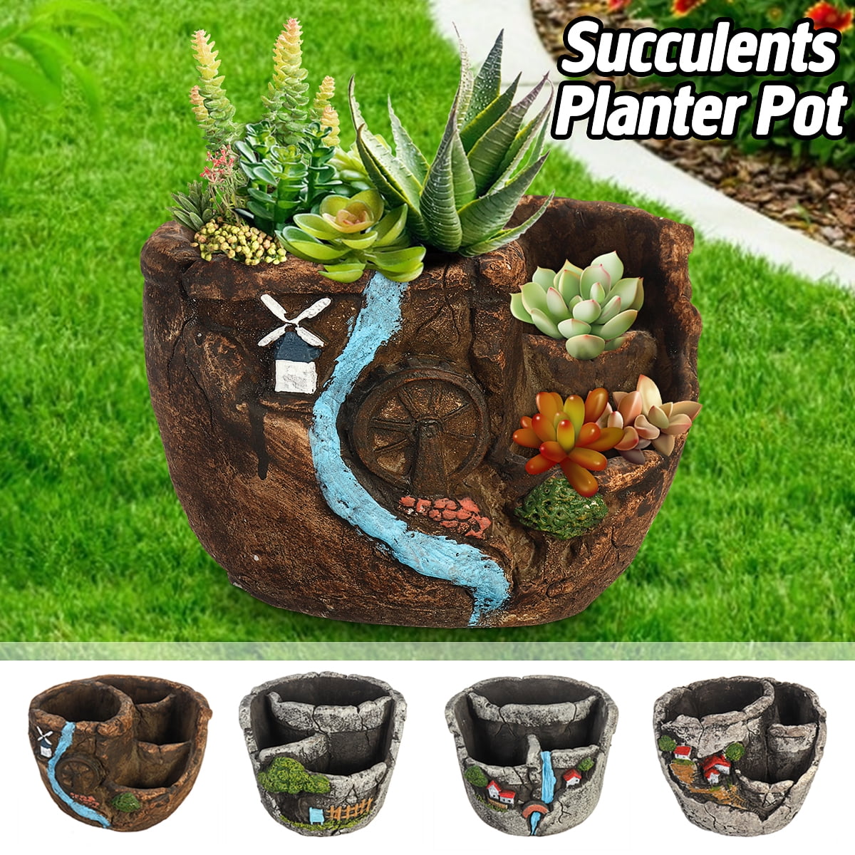 Sky Garden Small House Succulent Green Plant Planter Herb Flower Basket Bonsai Pot Trough Home ...