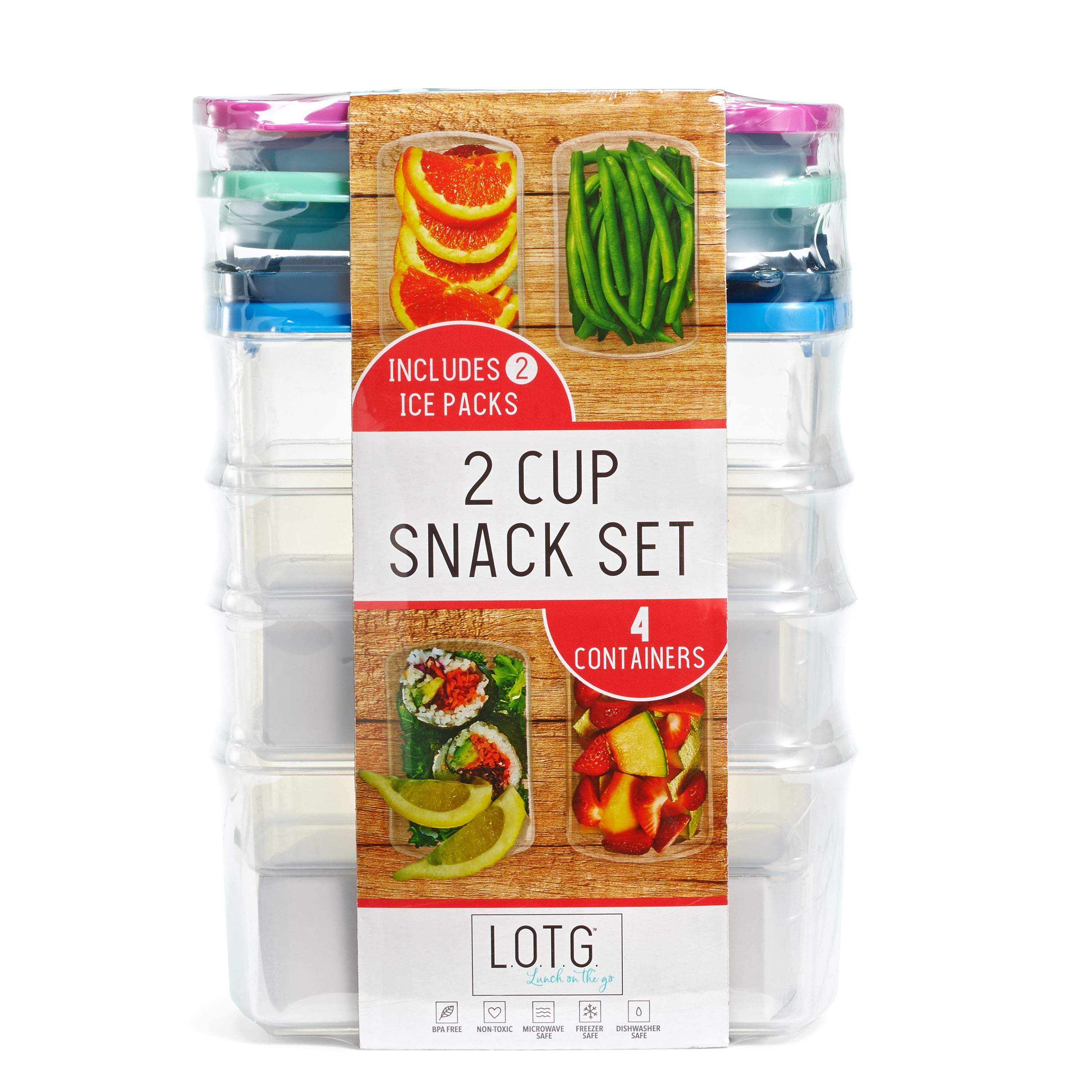 LOTG 2 Cup Snack Set for Adults and Kids Durable, On the Go Meal and