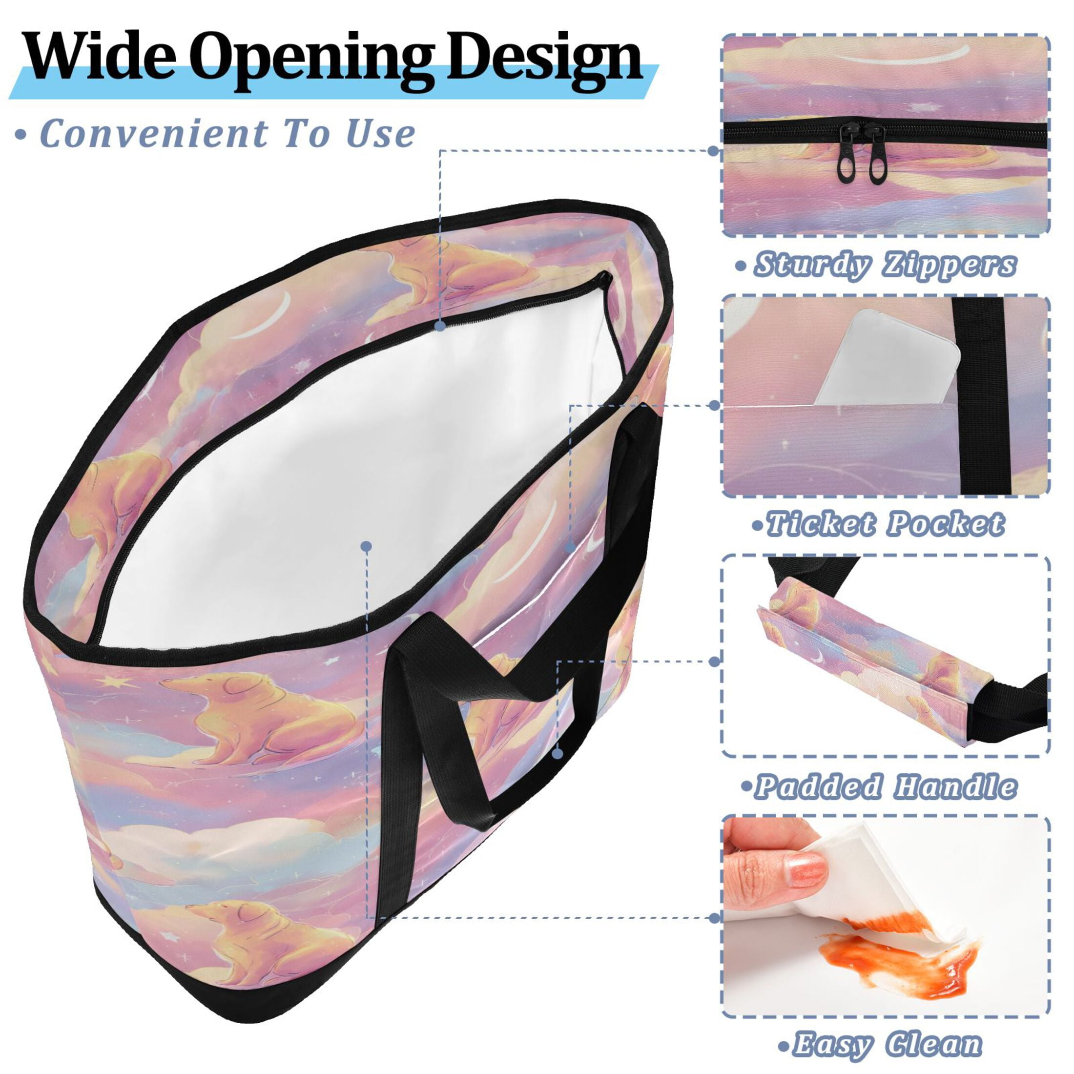 Large Hand-held Ice Pack Picnic Bag Insulation and Refrigeration Suitable for Shopping Picnics and Camping Pink Dog