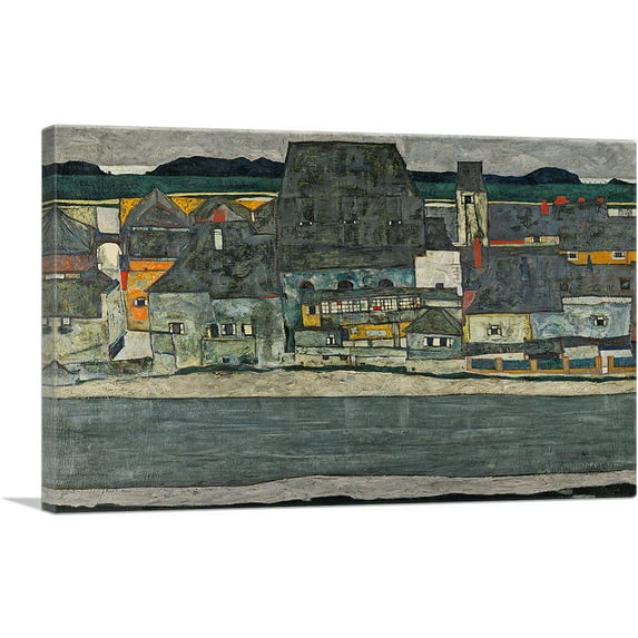 ARTCANVAS Houses on the River - The Old Town Canvas Art Print by Egon Schiele - Size: 26" x 18" (1.50" Deep)