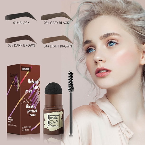 Barra de polvo para cejas para el contorno de la línea del cabello | Lápiz y pincel para cejas de doble punta | Polvo de relleno natural | A prueba de manchas | Frente, línea del cabello, modelado