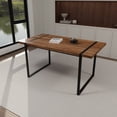 thumbnail image 3 of Dtwnek 59" Rectangular Dining Table with Metal Base, 1.5" Thick wood Tabletop Dining Table for Home, Kitchen, Dining Room, Dark Brown, 3 of 11