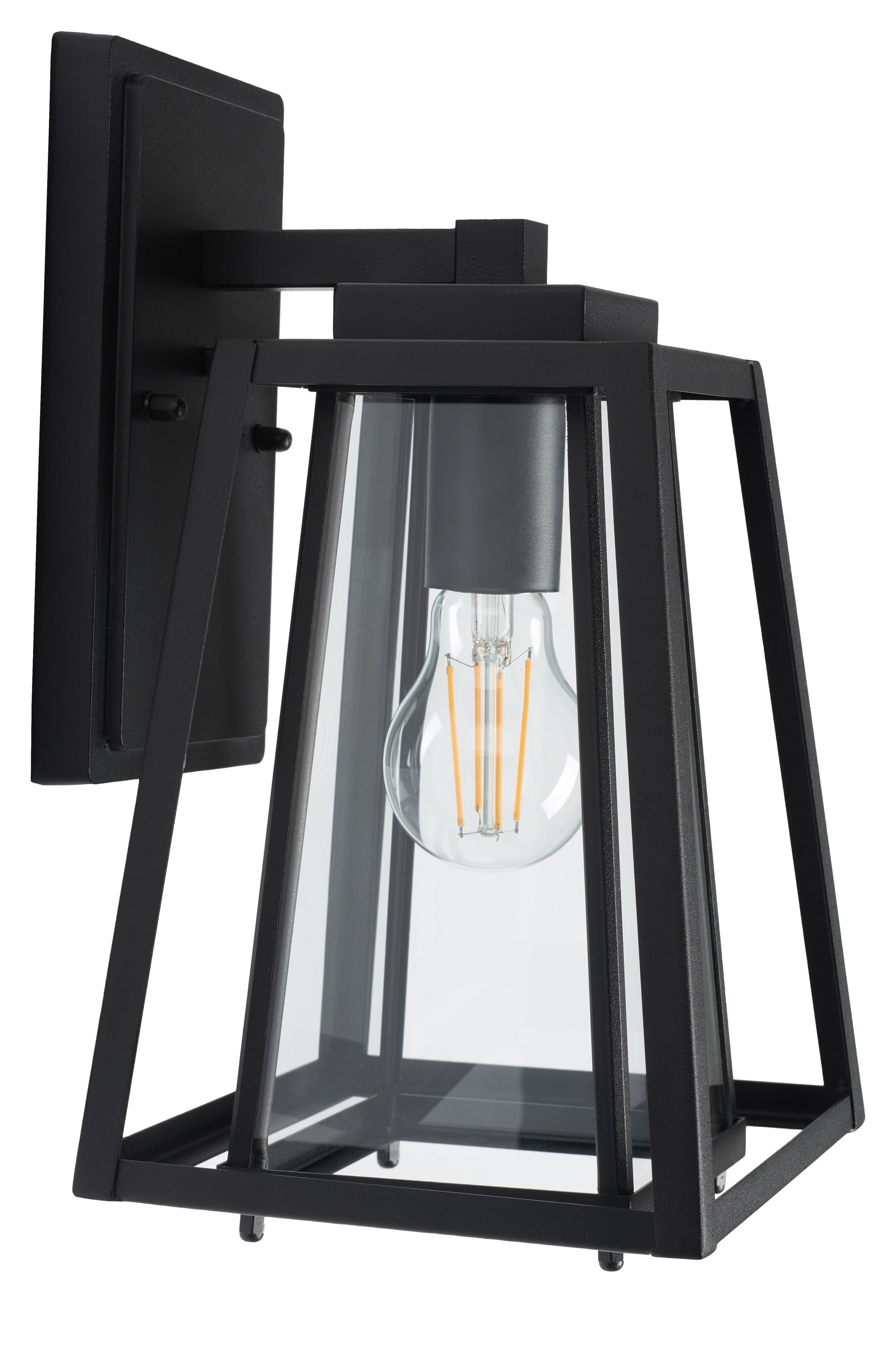 SAFAVIEH Rydler 2-Light A19 Black Steel Wall Sconce with Clear Shade, Set of 2