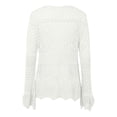 thumbnail image 5 of JIAYUE Women's Swimsuit Cover-Ups Solid Color Long Sleeve V Neck Lace Up Knit Scalloped Beach Hollow Cardigan Comfortable Swimwear Cover Up Top, 5 of 6