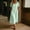 Green, variant on Women's Square Neck Puff Sleeve Midi Dress Linen-Look Casual Dress with Pockets Black S