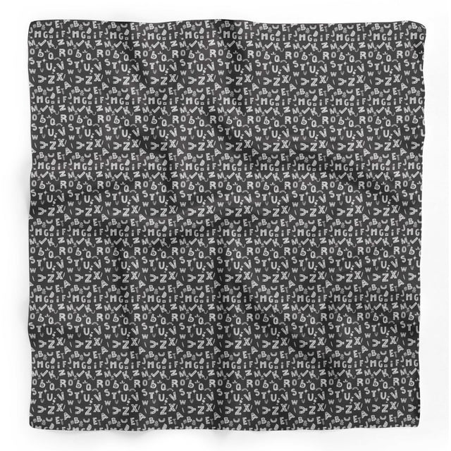 Bimba White Alphabet Text Printed Pure Silk Scarf Neck Wrap Summer Hair Bandanas For Women 40 x 80 Inches