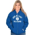 thumbnail image 3 of EMT We Cant Fix Stupid Funny Medical Unisex Plus Size Zip Hoodie Brisco Brands 3X, 3 of 6