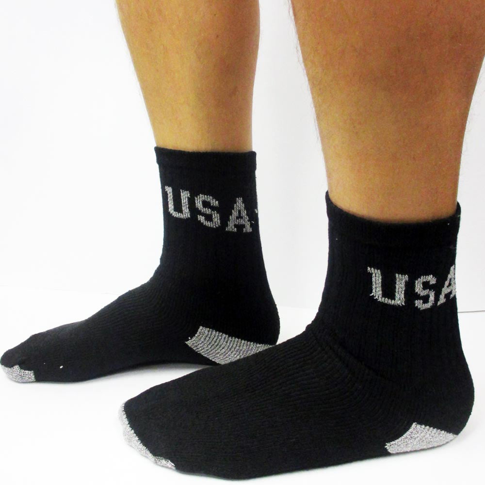 12 Pairs CREW Mens Solid Sports Usa Socks Cotton 10-13 Black Athletic Long Tube 