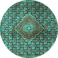 thumbnail image 1 of Ahgly Company Indoor Round Persian Turquoise Blue Traditional Area Rugs, 7' Round, 1 of 4