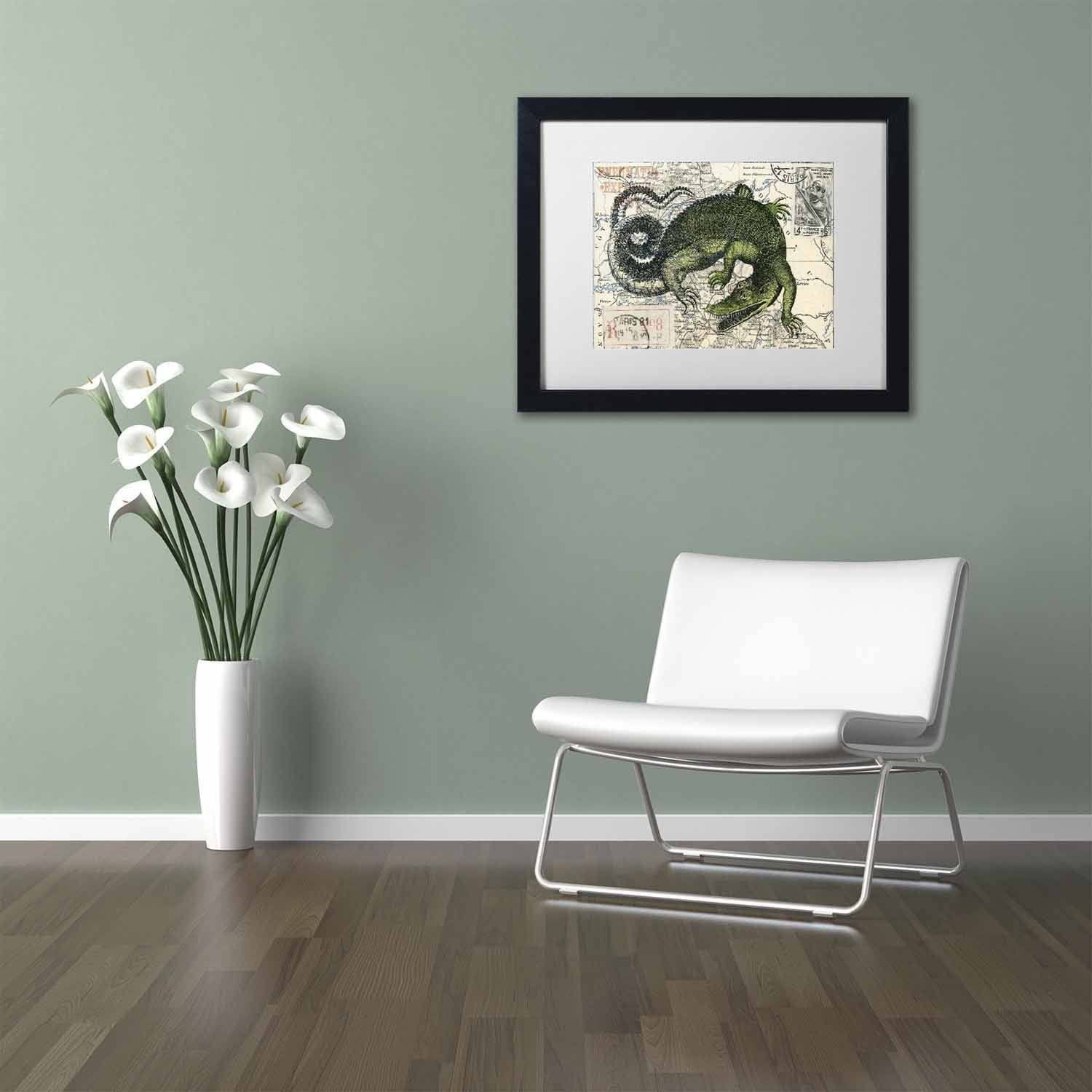 Trademark Fine Art 'Croc Map' Canvas Art by Nick Bantock, White Matte, Black Frame