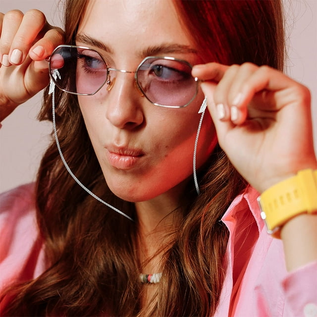 CTIRCHIU 2 Pcs Chaîne pour Lunettes pour Femmes, Sangle de Fixation en Acier Inoxydable, Sécurisée pour Cyclisme