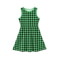 thumbnail image 3 of CCRFTGI Dresses for Kids Girls Size 8 Mini Green Plaid Dress Holiday Wedding Sleeveless Girls Dresses Summer Trendy Casual Beach Fancy Dresses Green 7-8 Years, 3 of 4